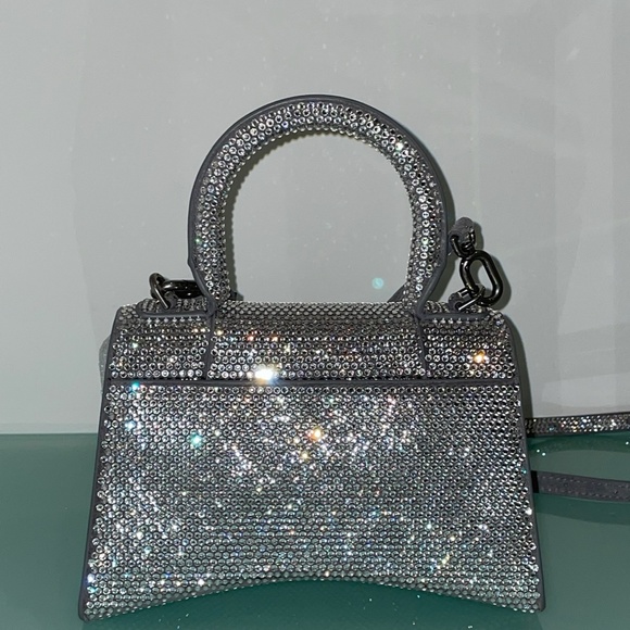 FIRM PRICE. Authentic Balenciega HOURGLASS XS HANDBAG WITH RHINESTONES - Picture 5 of 6